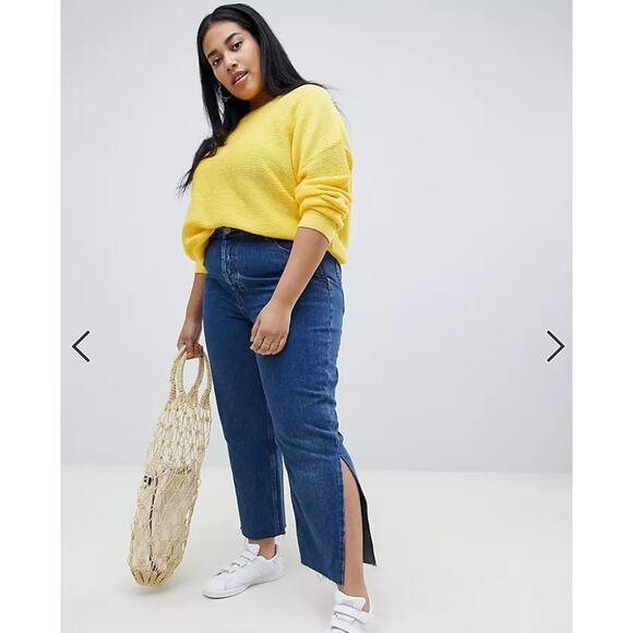 Asos Design Curve Recycled Florence Straight Leg Jeans With Side Splits Plus 28 - Picture 2 of 11